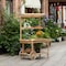 Vintiquewise Solid Wood Decor Display Rack Cart Wood Plant Stands, 2 Wheeled Wood Wagon with Shelves QI004293 - alternate 5